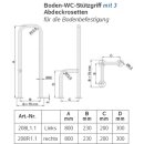 Stützgriff freistehend links mit 3 Abdeckrosetten